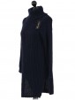 Italian High Neck Chunky Knitted Jumper- navy side