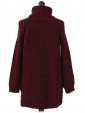 Italian High Neck Chunky Knitted Jumper- maroon back