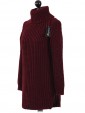 Italian High Neck Chunky Knitted Jumper- maroon side