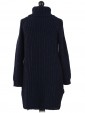 Italian High Neck Chunky Knitted Jumper- navy back