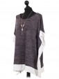 Italian Contrast Border Kaftan Style Top Dark Grey Side