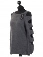 Italian Knitted Cold Shoulder Top Charcoal Side