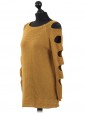 Italian Knitted Cold Shoulder Top Mustard Side