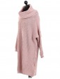 Italian Woollen Cowl Neck Knitted Dress Nude Side