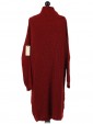 Italian Woollen Cowl Neck Knitted Dress Rust Back