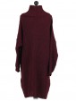 Italian Woollen Cowl Neck Knitted Dress Maroon Back