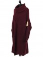 Italian Woollen Cowl Neck Knitted Dress Maroon Side