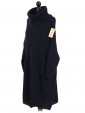 Italian Woollen Cowl Neck Knitted Dress Navy Side