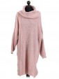 Italian Woollen Cowl Neck Knitted Dress Nude