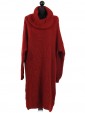 Italian Woollen Cowl Neck Knitted Dress Rust