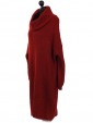 Italian Woollen Cowl Neck Knitted Dress Rust Side