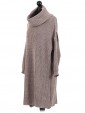 Italian Woollen Cowl Neck Knitted Dress Beige Side