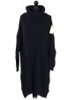 Italian Woollen Cowl Neck Knitted Dress Navy