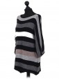 Italian Knitted Stripy Batwing Half Sleeves Top grey side