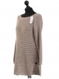 Italian Knitted Thigh Length Sequin Tunic Top-Mocha side