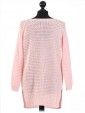 Italian Knitted Thigh Length Sequin Tunic Top-Pink back