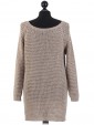 Italian Knitted Thigh Length Sequin Tunic Top-Mocha back