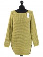 Italian Knitted Thigh Length Sequin Tunic Top-Lime green