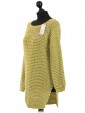 Italian Knitted Thigh Length Sequin Tunic Top-Lime green side