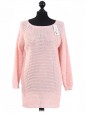 Italian Knitted Thigh Length Sequin Tunic Top-Pink