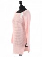 Italian Knitted Thigh Length Sequin Tunic Top-Pink side