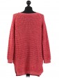 Italian Knitted Thigh Length Sequin Tunic Top-Coral back