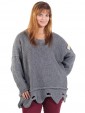 Italian Knitted Woollen Tunic Top Grey