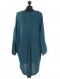 Italian Ladies Batwing Sleeves Turqouise Back