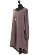 Italian Ladies Batwing Sleeves Mocha Side