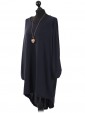 Italian Ladies Batwing Sleeves Navy Side