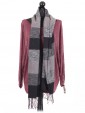 Italian Ladies Stripy Oblong Scarf Grey