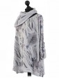 Italian Print Sequined Hem Top with Scarf-Charcoal side