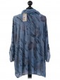 Italian Print Sequined Hem Top with Scarf-Navy back