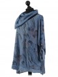 Italian Print Sequined Hem Top with Scarf-Navy side