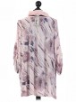 Italian Print Sequined Hem Top with Scarf-Nude back