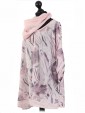 Italian Print Sequined Hem Top with Scarf-Nude side