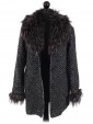 Italian Ladies Woollen Fur Coat with Side Pockets black