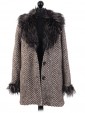 Italian Ladies Woollen Fur Coat with Side Pockets mocha