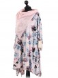 Italian Lagenlook Floral Print Tunic Top With Scarf-Dusty pink side