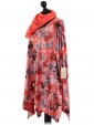 Italian Lagenlook Floral Print Tunic Top With Scarf-Coral side
