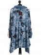 Italian Lagenlook Floral Print Tunic Top With Scarf-Denim back