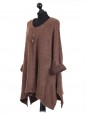 Italian Lagenlook Front Button Tunic Top camel side