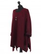 Italian Lagenlook Front Button Tunic Top wine side