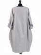 Italian Lagenlook High Low Front Pocket Top-Grey back