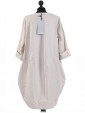 Italian Lagenlook High Low Front Pocket Top-Beige back