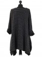 Italian Ladies Lagenlook Stripe Knitted Tunic Top Charcoal Back