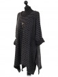 Italian Ladies Lagenlook Stripe Knitted Tunic Top Charcoal Side