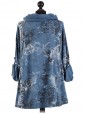 Italian Lagenlook Printed Sequin Hem Tunic Top-Denim back