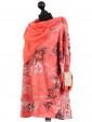 Italian Lagenlook Printed Sequin Hem Tunic Top-Coral side