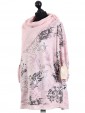 Italian Lagenlook Printed Sequin Hem Tunic Top-Dusty pink side